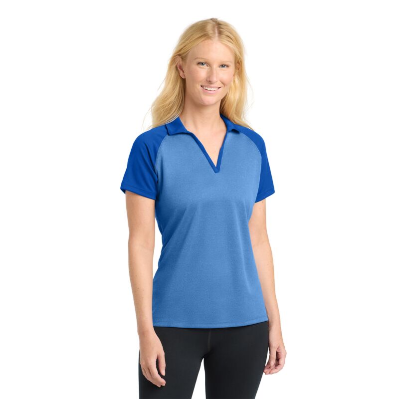® Ladies PosiCharge ® RacerMesh ® Raglan Heather Block Polo Thumbnail